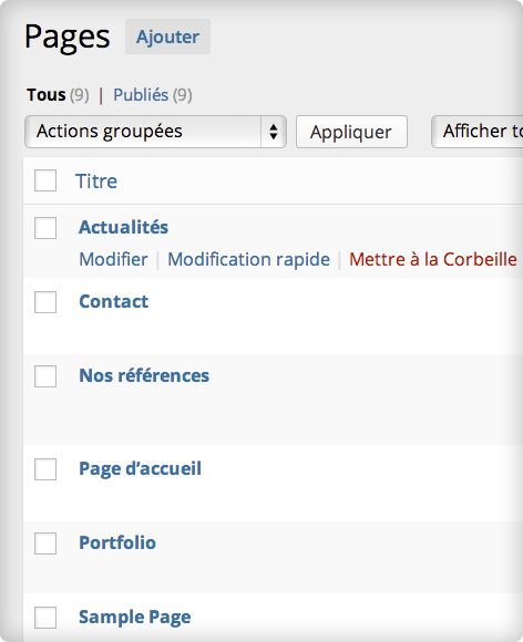 Administration WordPress — Pages