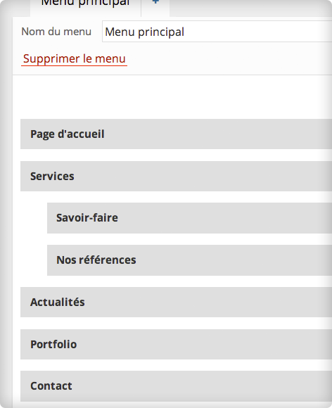 Administration WordPress — Menus et navigation